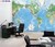 World Wall Map 8 panel wallpaper DMA mural 2.64m high x 3.96m wide.